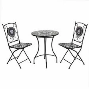 Charles Bentley Wrought Iron Bistro Set Grey