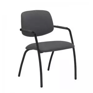 Tuba Black 4 leg frame conference chair with half upholstered back -