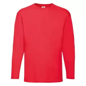 Fruit Of The Loom Mens Valueweight Crew Neck Long Sleeve T-Shirt (L) (Red)