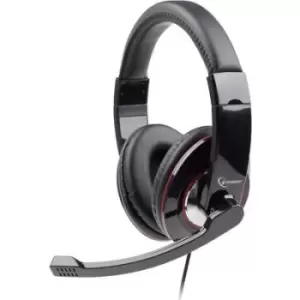 Gembird MHS-001 PC Over-ear headset Corded (1075100) Stereo Black Volume control, Microphone mute