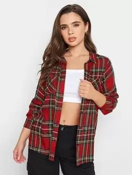 PixieGirl Petite Check Boyfriend Shirt, Red, Size 12, Women