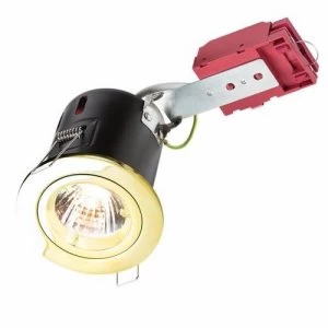 KnightsBridge GU10 50W 230V LED Compatible IC Fire Rated Fixed Downlight - Brass