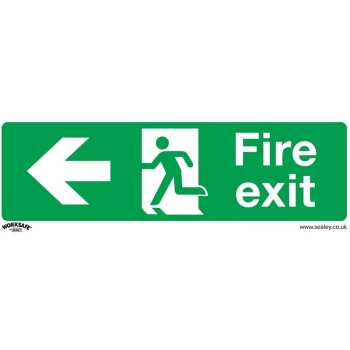 SS25V10 Safe Conditions Safety Sign - Fire Exit (Left) - Self-Adhesive Vinyl - Pack of 10 - Sealey