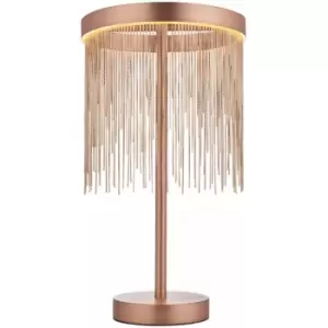 Brushed Copper Table Lamp Light & Waterfall Chain Shade - Integrated LED Module