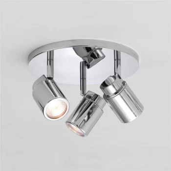 3 Light Triple Round Bathroom Ceiling Spotlight Polished Chrome IP44, GU10