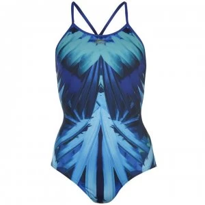 Slazenger Meshback Swimsuit Ladies - Blue Feather