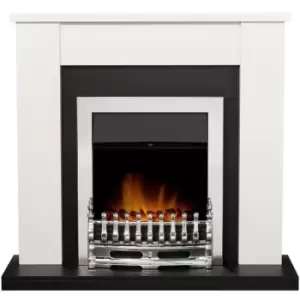 Adam - Solus Fireplace in Black and White with Blenheim Electric Fire in Chrome, 39 Inch