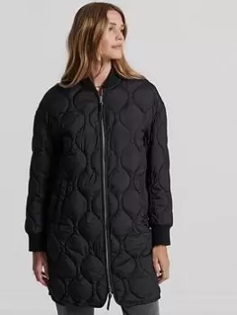 Superdry Studios Longline Quilted Coat - Black, Size 16, Women