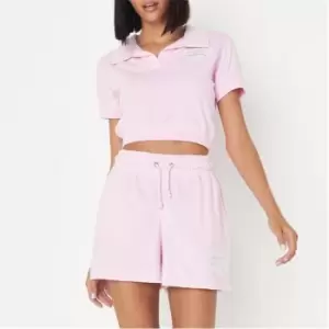 Missguided Embroidered Towelling Jogger Shorts - Pink