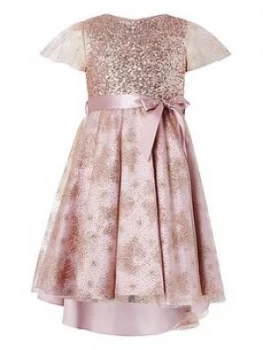 Monsoon Girls Abilene Glitter Dress - Dusky Pink Size 10 Years, Women