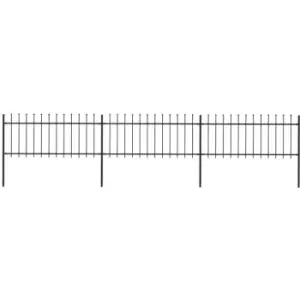 Garden Fence with Spear Top Steel 5.1x0.8 m Black Vidaxl Black