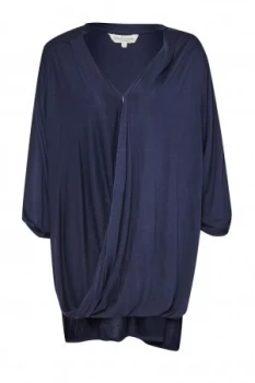 Great Plains Remix Jersey Wrap Over Blouse Blue