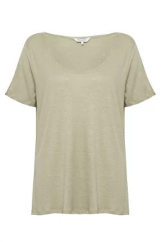 Great Plains Lucy Linen Mix Jersey Tee Sage Green