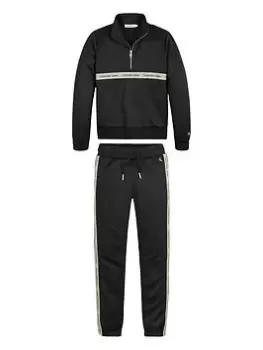 Calvin Klein Jeans Boys Logo Tape Tracktop & Joggers Set - Black, Size Age: 16 Years