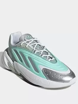 adidas Originals Ozelia Shoes, Green/Turquoise/Silver, Size 3.5, Women