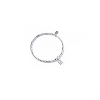 Initial M Charm with Sterling Silver Ball Bead Bracelet