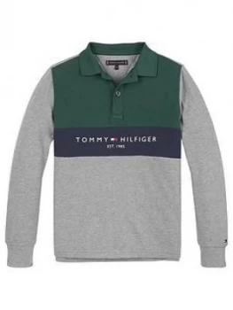 Tommy Hilfiger Boys Long Sleeve Colourblock Polo - Grey