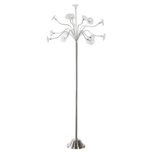 Petflow 15 Light Multi Arm Floor Lamp Satin Nickel