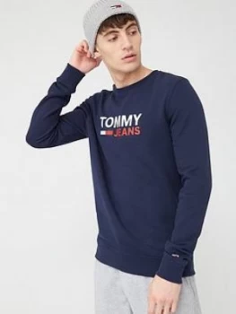 Tommy Jeans Tommy Jeans Corp Logo Crew Sweatshirt - Twilight Navy, Twilight Navy, Size 2XL, Men