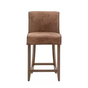 Gallery Interiors Set of 2 Barnaby Bar Stool in Brown Leather