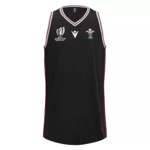 Macron Wales Rugby Basketball Singlet 2023 2024 Adults - Black