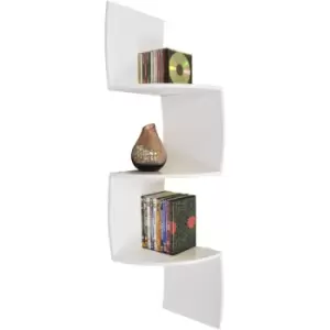 KARO - Curved 113cm Wall Mounted Floating 3 Tier Corner Shelf - White - White