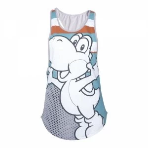 NINTENDO Super Mario Bros. Female Jumping Yoshi Tank Top, Extra Large, White/Grey