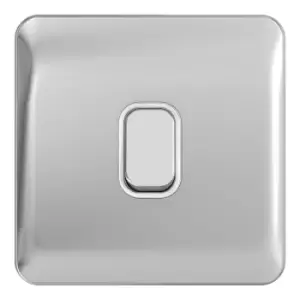 Schneider Electric Lisse Screwless Deco - Single Intermediate Light Switch, 10AX, GGBL1014WPC, Polished Chrome with White Insert