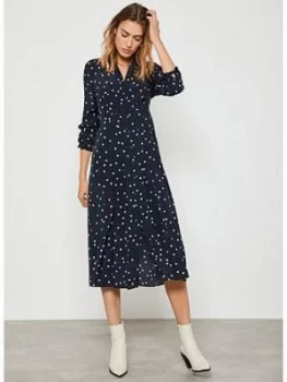 Mint Velvet Spotted Shirt Midi Dress - Navy