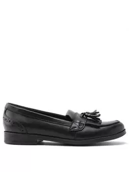 Start-rite Girls Sketch Slip On Loafer School Shoes - Black Leather, Black Leather, Size 3.5 Older