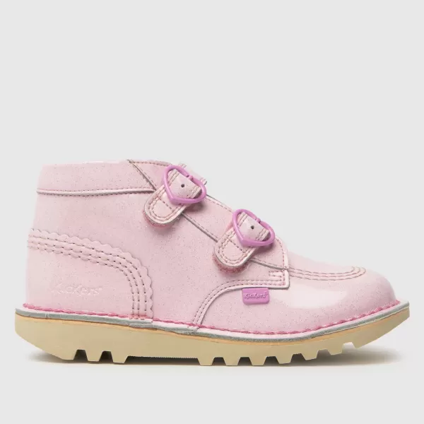 Kickers pale pink kick hi velcro love Girls Toddler Boots