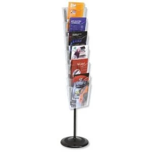 Floor Standing Literature Holder A4 Portrait with 7 Pockets Crystal