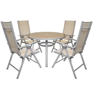 Charles Bentley 4-Seater Round Mesh Garden Furniture Set - Champagne