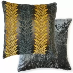 Emma Barclay Willow Leaf Geometric Cut Chenille Cushion Cover, Ochre, 43 x 43 Cm