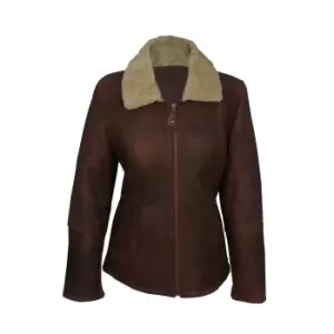 Eastern Counties Leather Womens/Ladies Hillary Aviator Sheepskin Coat (8) (Brick Forest)