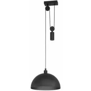 Hanging Ceiling Pendant Light Black Rise & Fall 1x 40W E27 Adjustable Height