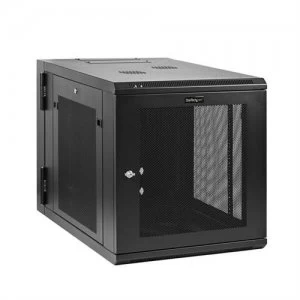 StarTech.com 12U 19" Wall Mount Network Cabinet - 4 Post 24" Deep Hinged Server Room Data Cabinet- Locking Computer Equipment Enclosure w/Shelf - Flex