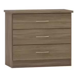 Seconique Nevada 3 Drawer Chest - Rustic Oak Effect