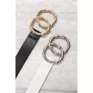 I Saw It First Black & Cream & Cream Two Pack Hammered Double Circle Belt - Black