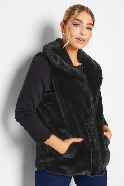 M&Co Faux Fur Gilet Black