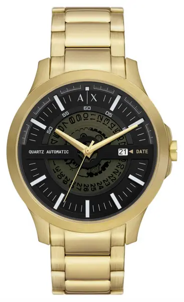 Armani Exchange AX2443 Mens Black Dial Gold Stainless Watch