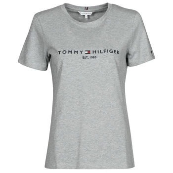 Tommy Hilfiger TH ESS HILFIGER C-NK REG TEE SS womens T shirt in Grey - Sizes S,XL,XS