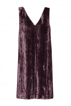 French Connection Theresa Velvet V Neck Dress Purple