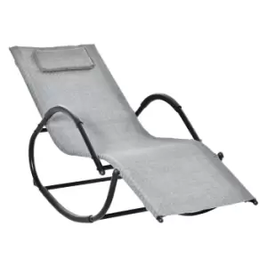 Outsunny Zero Gravity Rocking Lounge Chair w/ Pillow - Grey