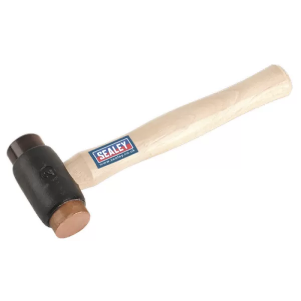 Genuine SEALEY CRF25 Copper/Rawhide Faced Hammer 2.25lb Hickory Shaft