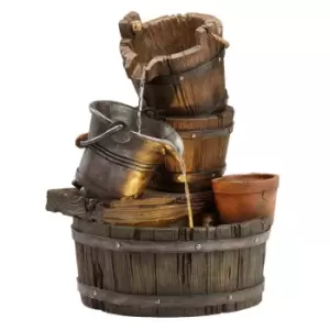 Garden Gear Serenity Cascading Barrel 2 in 1 Water Feature and Planter