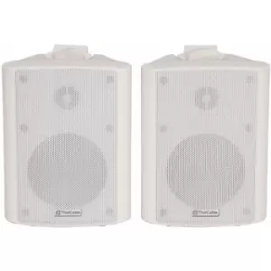 Loops - Pair 4' 2 Way Stereo Speakers 70W 8Ohm White Mini Wall Mounted Background Hi Fi