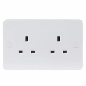 KnightsBridge Pure 4mm 13A White 2G Twin 230V UK 3 Pin Unswitched Electric Wall Socket