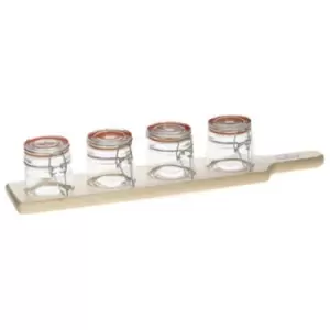 Bamboo & Glass Clip Jar Set Natural