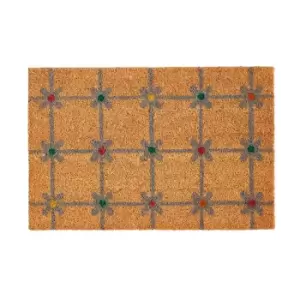 Esselle Pride Of Place Astley Printed Coir Doormat, Retro Flowers Design, 40 X 60cm